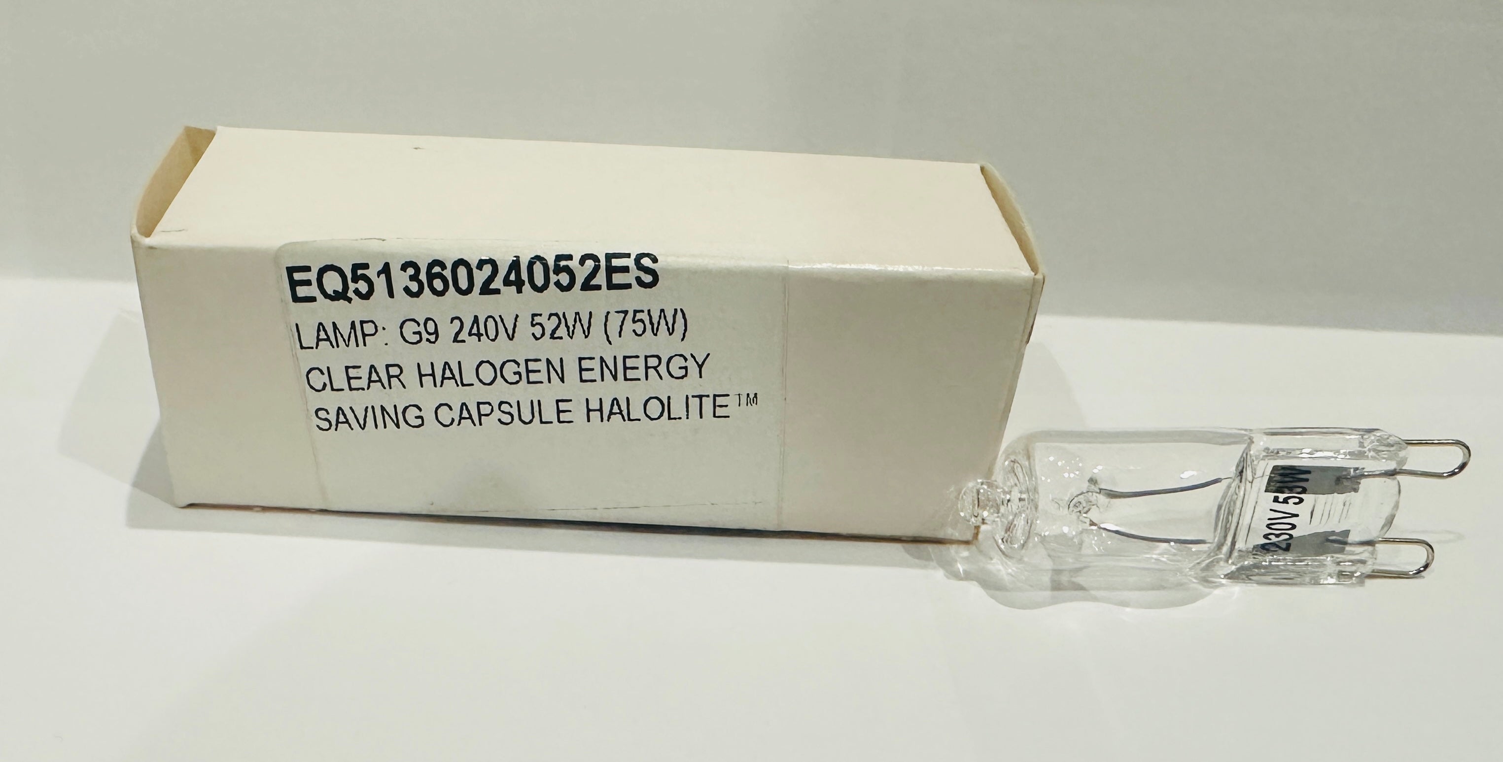 LAMP: G9 240V 52W (75W) CLEAR HALOGEN ENERGY SAVING CAPSULE HALOLITE™