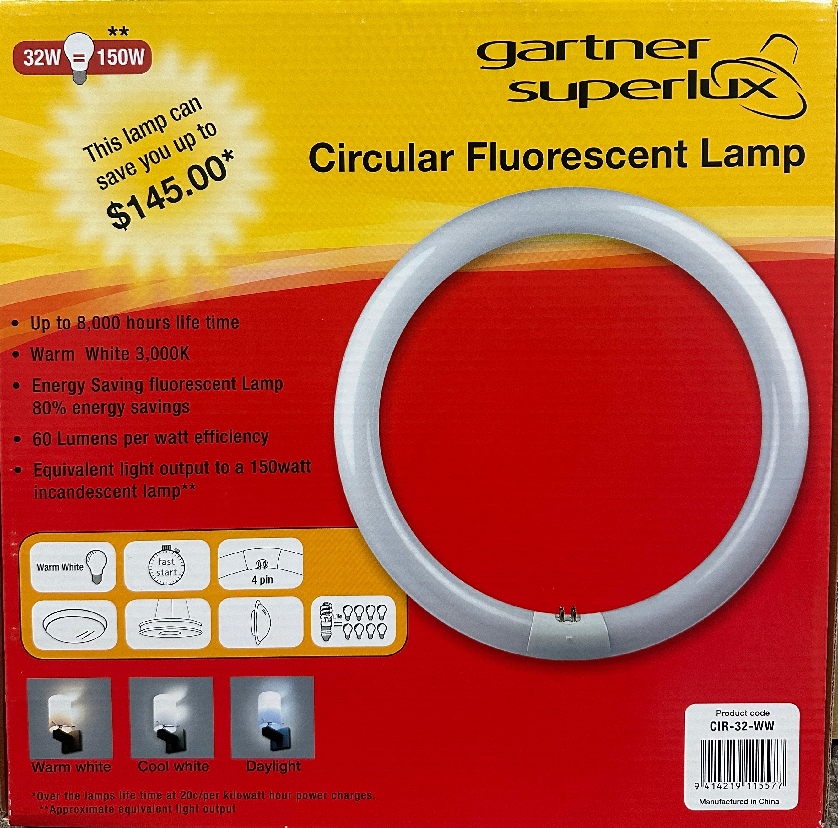 G10Q T9 32W Circular Fluorescent Tube Warm White