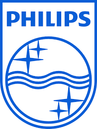 Philips logo in blue on a white background, featuring the brand name PHILIPS at the top and a circular emblem with wavy lines and star-like shapes below. NZ LIGHTS
